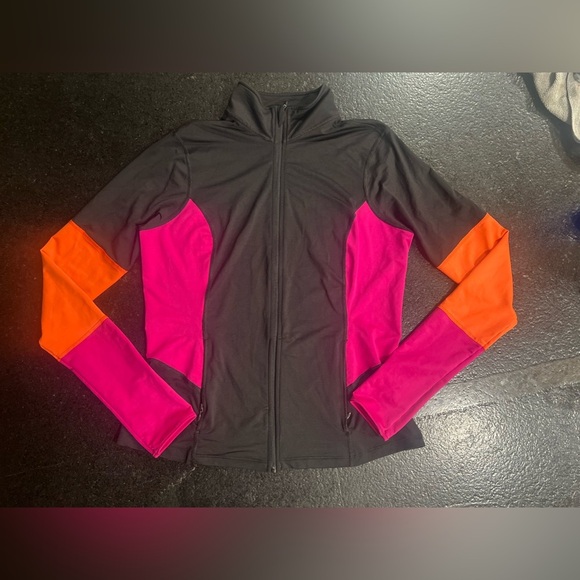 Spanx Jackets & Blazers - Spanx Mod Bod Colorblock Jacket, Zip Front & Pockets, Pink, Orange & Black